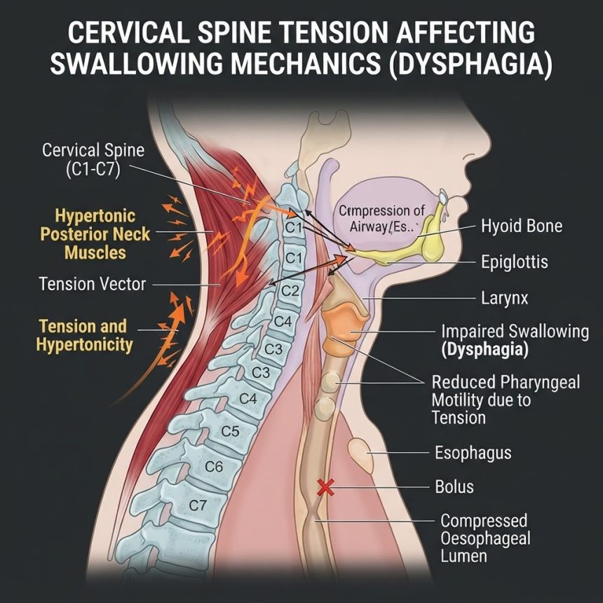difficolta deglutire tensione cervicale postura collo