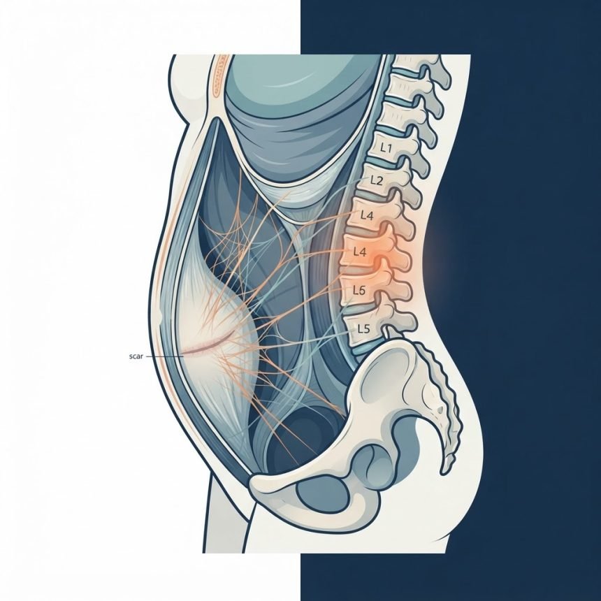Schema clinico delle aderenze post-chirurgiche e della relazione con lombalgia e movimento