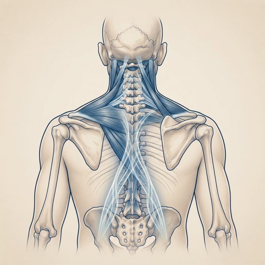 Dolore alle cervicali e tensione muscolare: catena biomeccanica dal bacino