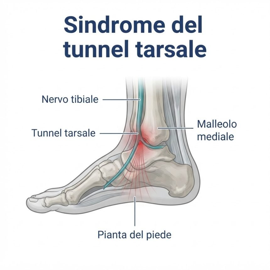 Sindrome del tunnel tarsale: nervo tibiale Sindrome del tunnel tarsale: nervo tibiale compresso dietro il malleolo mediale